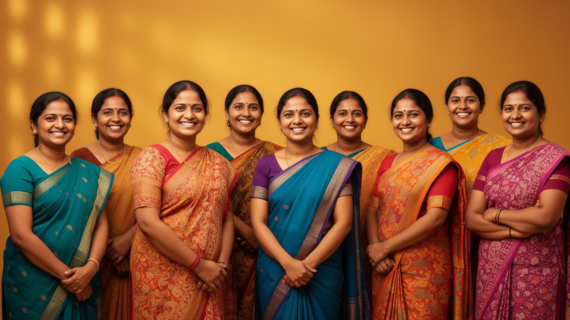 Happy Indian women domestic workers standing confidently